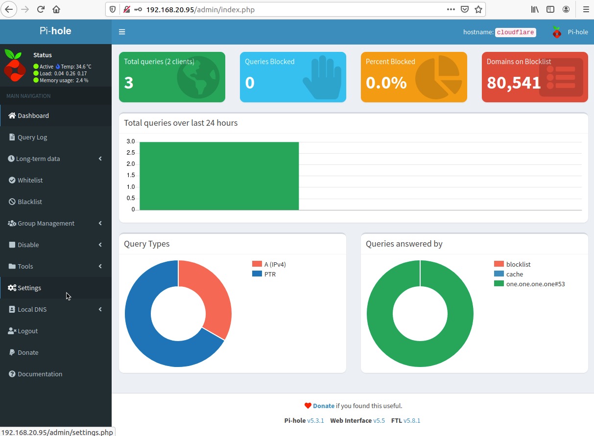 Pi-hole Cloudflare Tunnel - Step 1