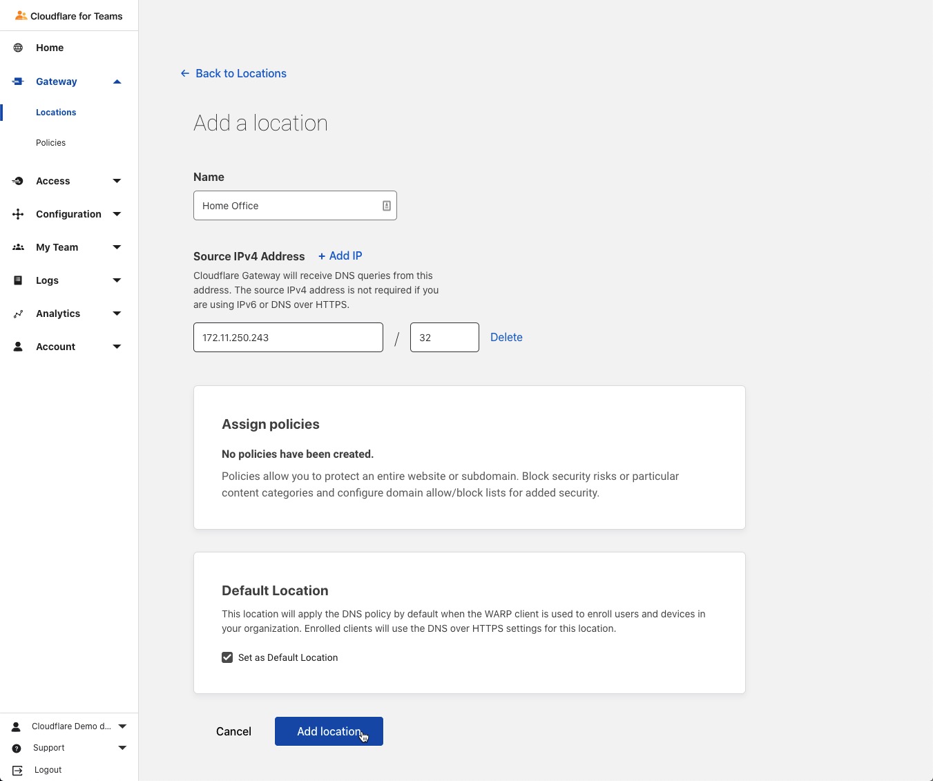 Gateway Provisioning - Step 7